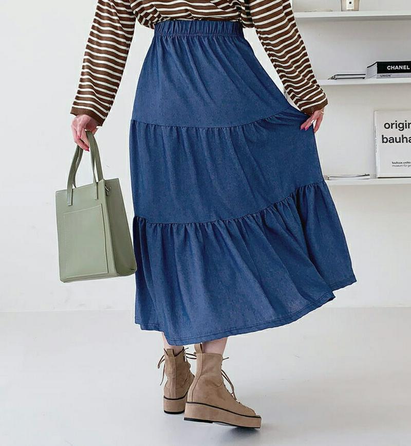 【新作10%OFF】デニムティアードスカート・全2色・b60704 レディース【sk】【韓国 ファッション ボトムス スカート 