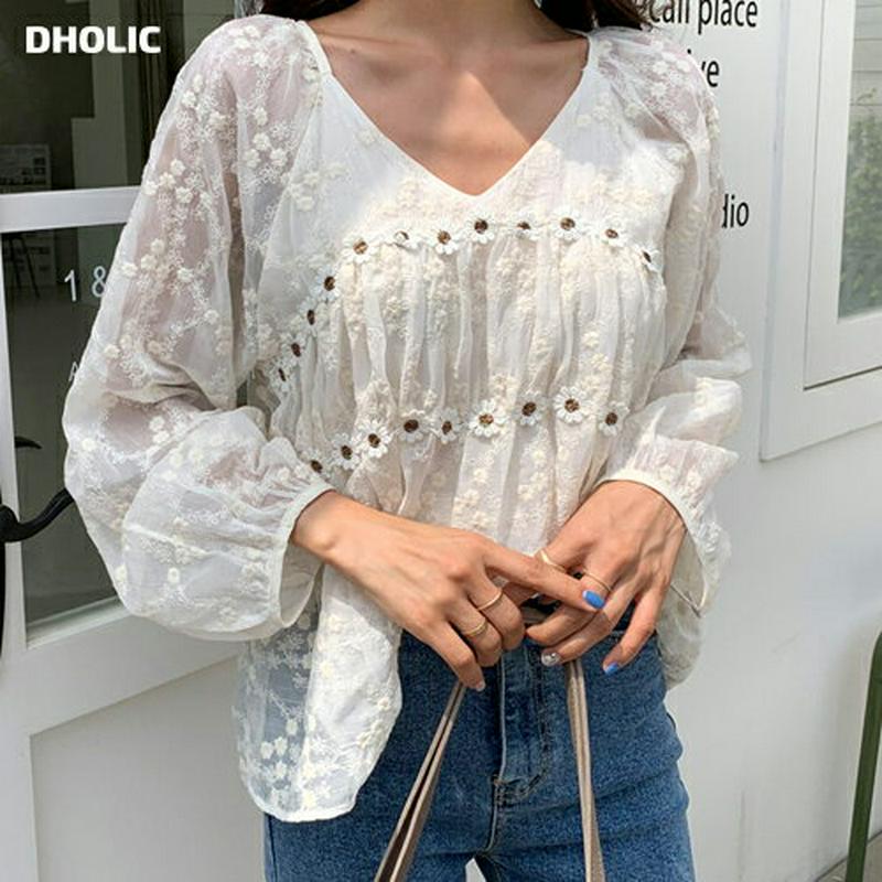 【新作10%OFF】フラワー刺繍ブラウス・全1色・b60682 レディース【bl】【韓国 ファッション トップス ブラウス ラグ