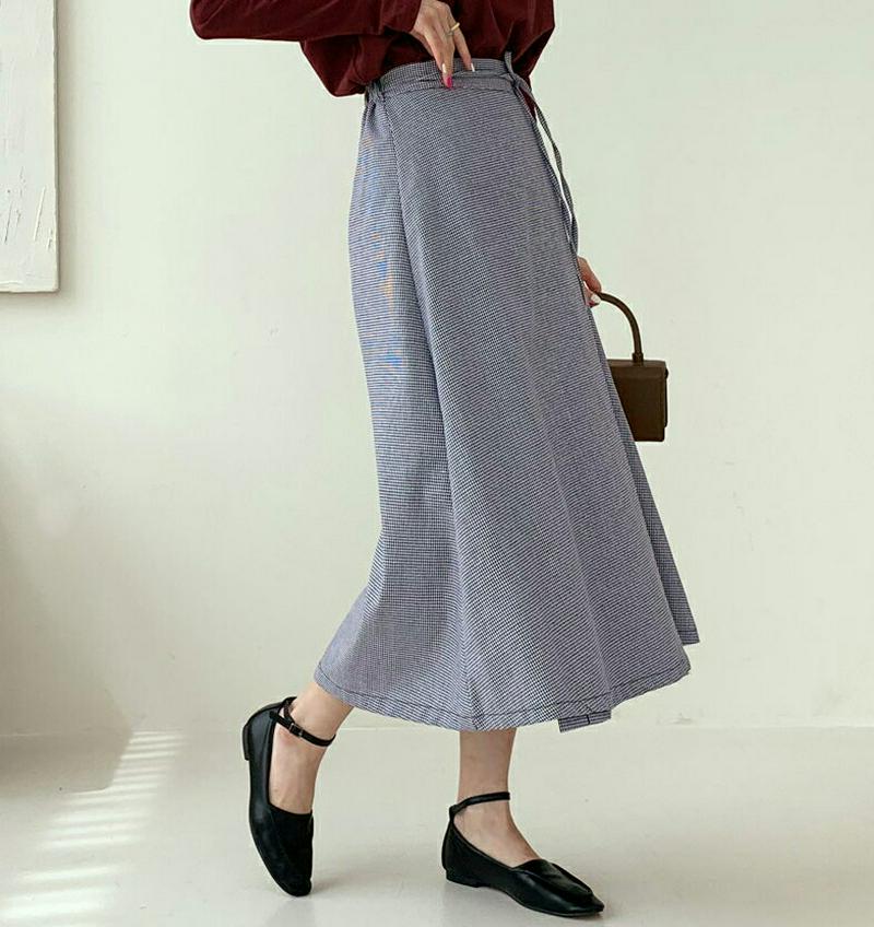 【新作10%OFF】リボンラップチェックスカート・全2色・t60706 レディース【sk】【韓国 ファッション ボトムス スカー