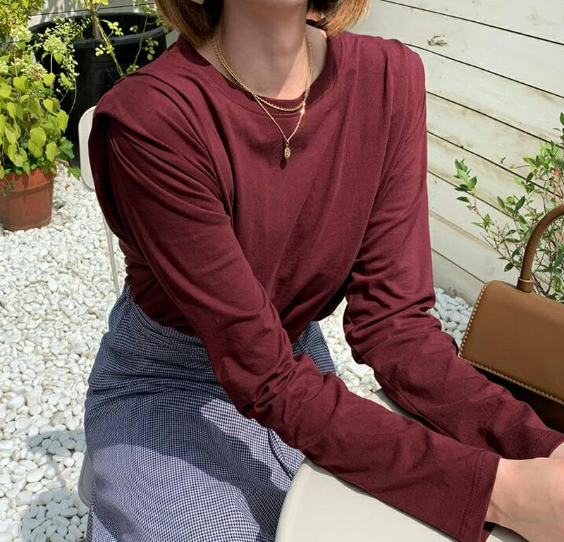 【新作10%OFF】ショルダータックTシャツ・全6色・b60681 レディース【tops】【韓国 ファッション トップス Tシャ