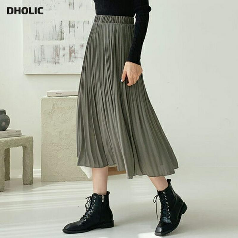 【新作10%OFF】ウエストゴムプリーツスカート・全4色・b60705 レディース【sk】【韓国 ファッション ボトムス スカー