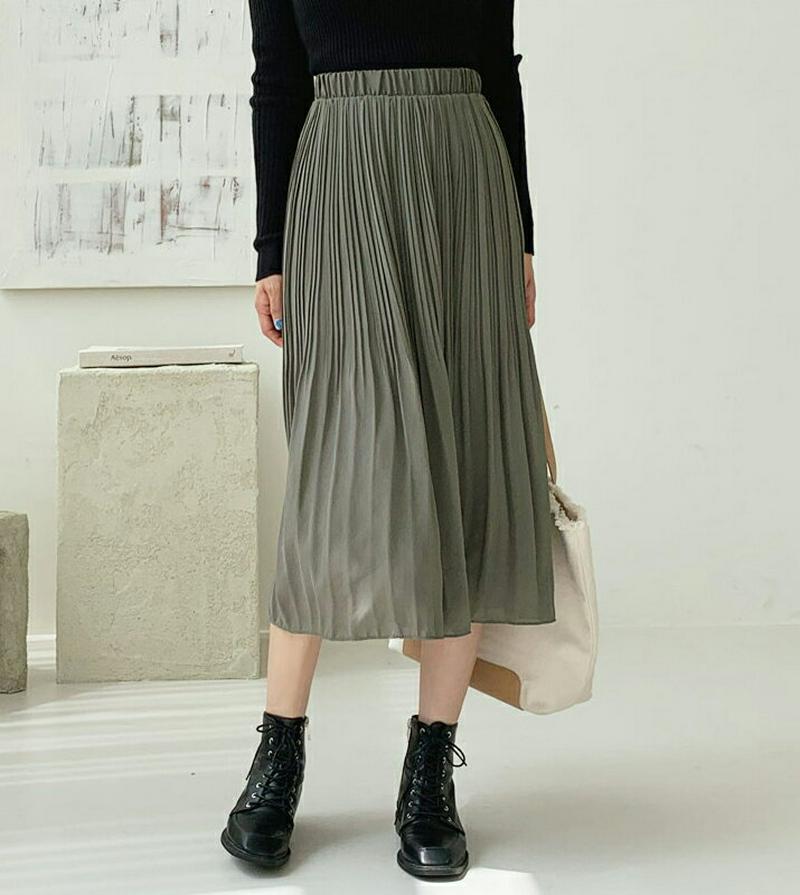 【新作10%OFF】ウエストゴムプリーツスカート・全4色・b60705 レディース【sk】【韓国 ファッション ボトムス スカー