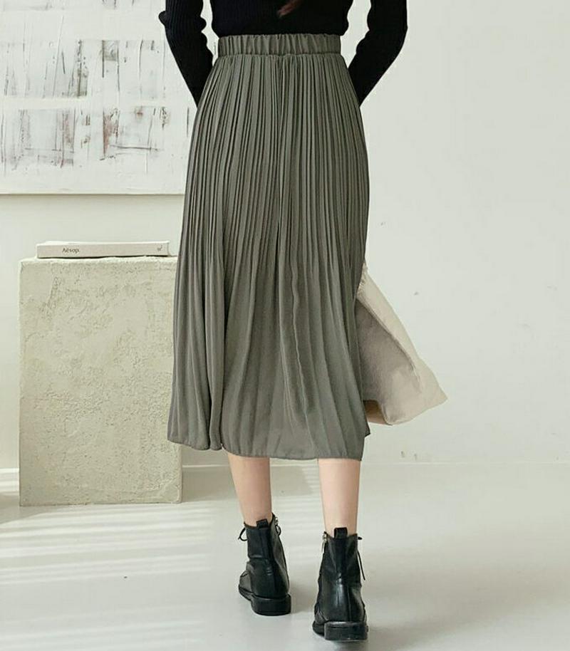 【新作10%OFF】ウエストゴムプリーツスカート・全4色・b60705 レディース【sk】【韓国 ファッション ボトムス スカー