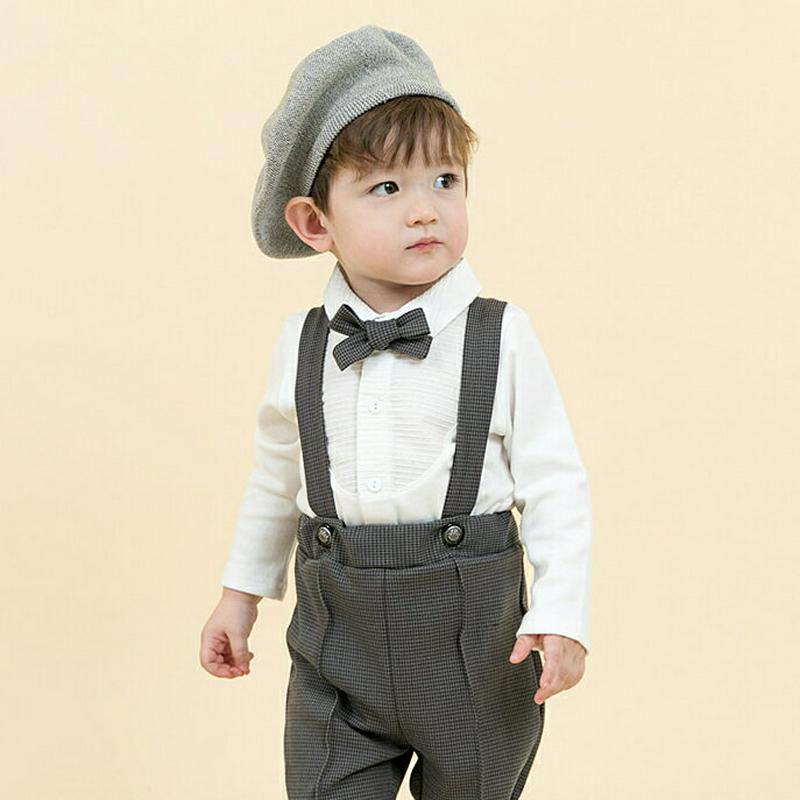 リボンネックシャツ&パンツSET・p001284 キッズ【0~2才】【ops】【セットアップ セット setup 長袖 シャツ ロングパンツ リボン リボンネック スーツ プレゼント 男の子 ベビー 韓国 韓国子供服 子供 こども 子供服 こども服】【KIDS】