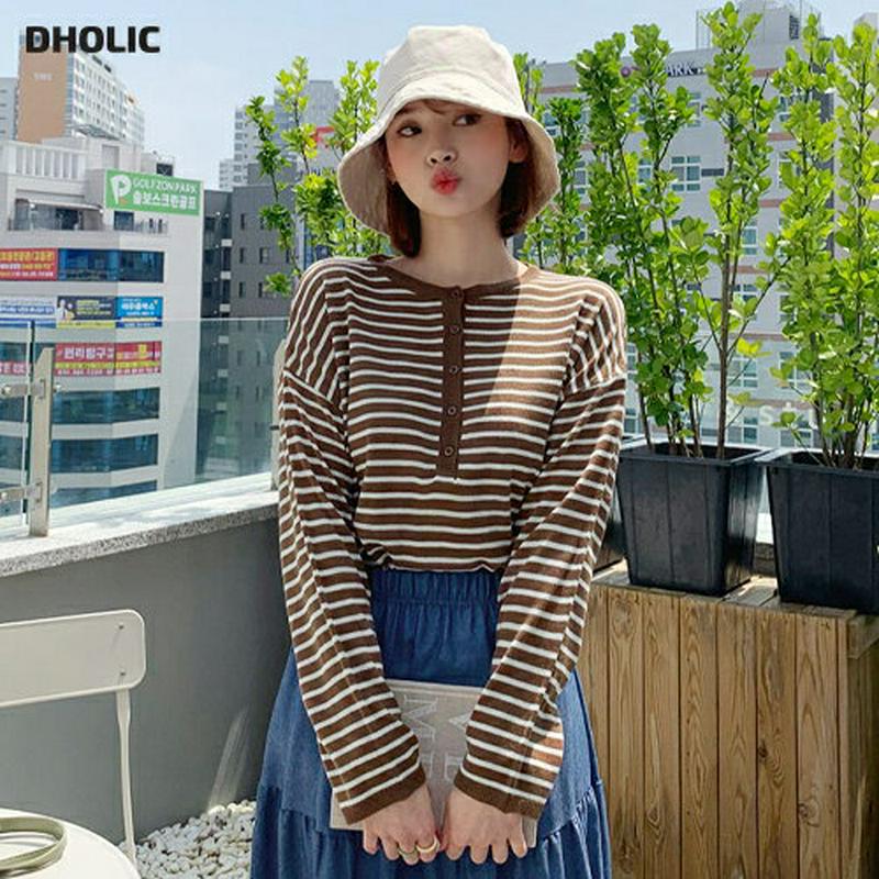 【新作10%OFF】ヘンリーネックボーダーニット・全5色・b60691 レディース【tops】【韓国 ファッション トップス ニ