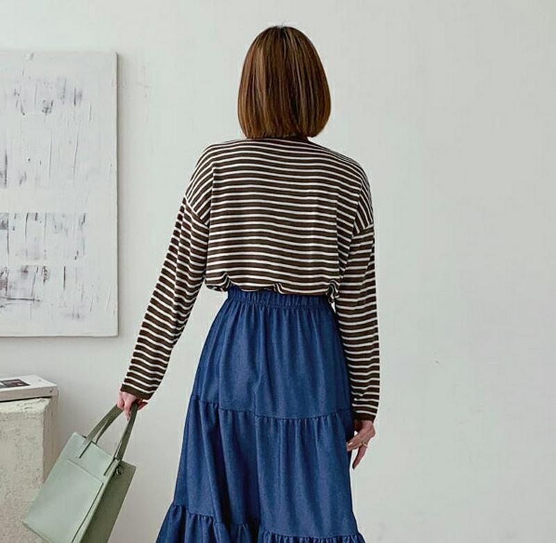 【新作10%OFF】ヘンリーネックボーダーニット・全5色・b60691 レディース【tops】【韓国 ファッション トップス ニ