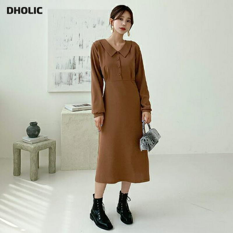 【新作10%OFF】ボタンカラーワンピース・全4色・t60696 レディース【ops】【韓国 ファッション ワンピース ロングワ