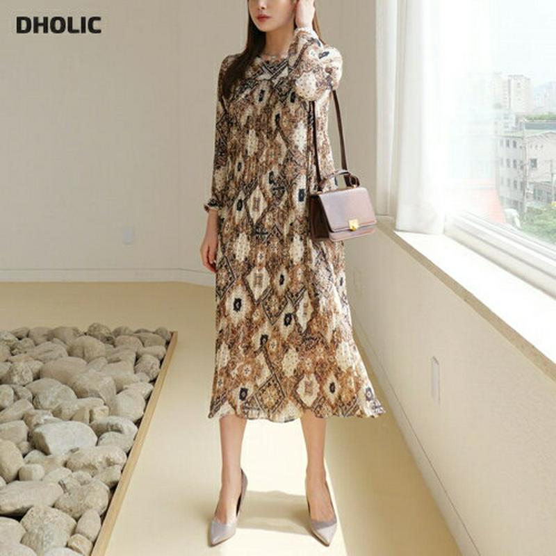 【新作10%OFF】ストラップ付プリーツペイズリーワンピース・全2色・b63768 レディース【ops】【ワンピース ロング ロ