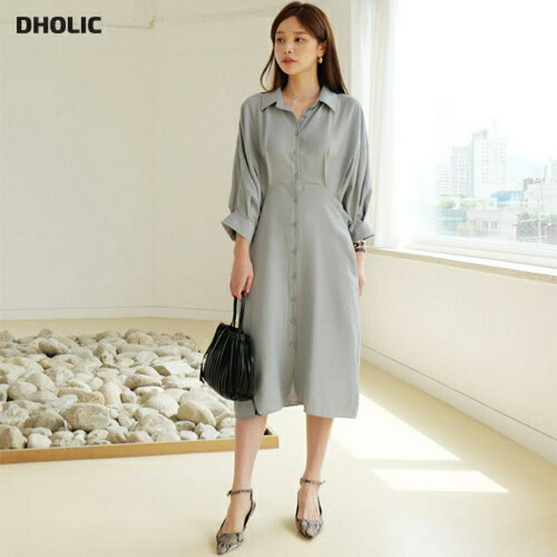 【新作10%OFF】ドルマンシャツワンピース・全3色・b63772 レディース【ops】【ワンピス ミディ丈 ミディワンピース 