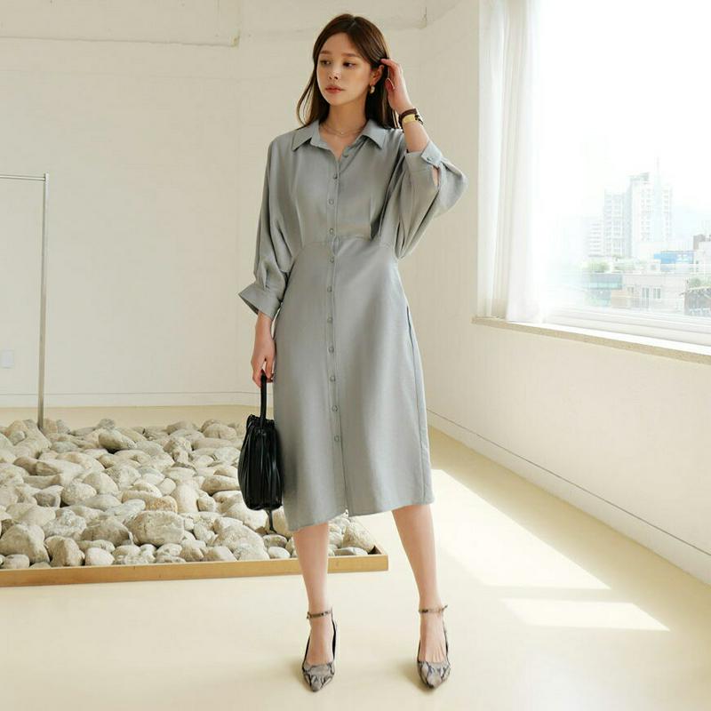 【新作10%OFF】ドルマンシャツワンピース・全3色・b63772 レディース【ops】【ワンピス ミディ丈 ミディワンピース 