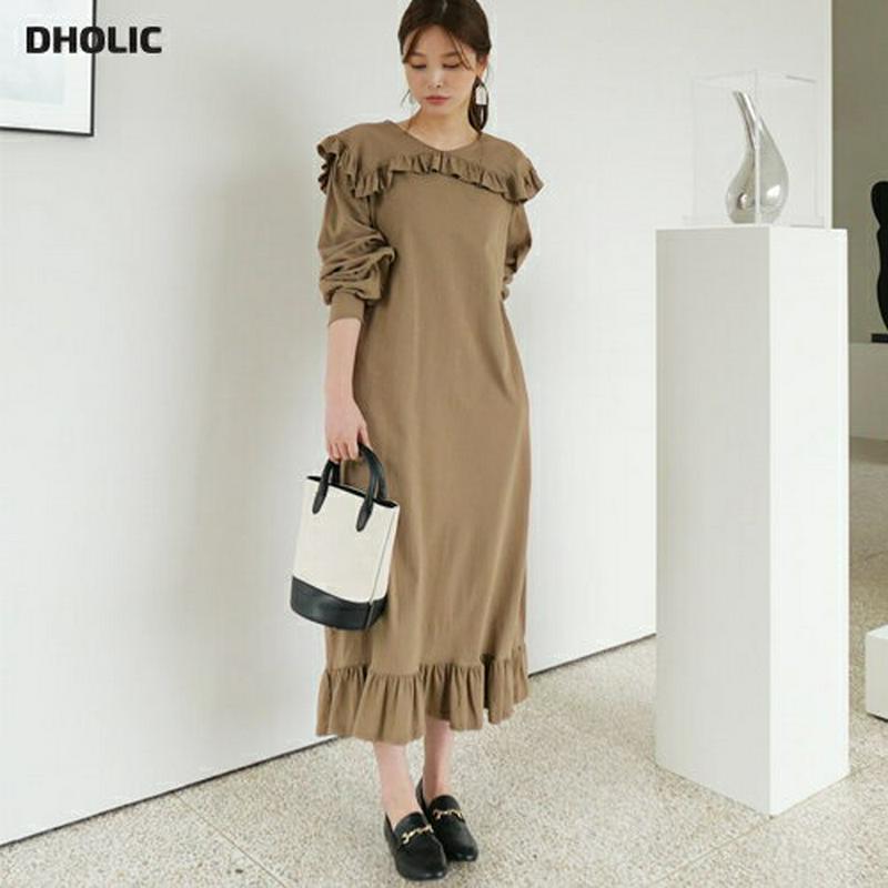 【新作10%OFF】ショルダーフリルワンピース・全3色・b63770 レディース【ops】【ワンピース ロング ロングワンピース