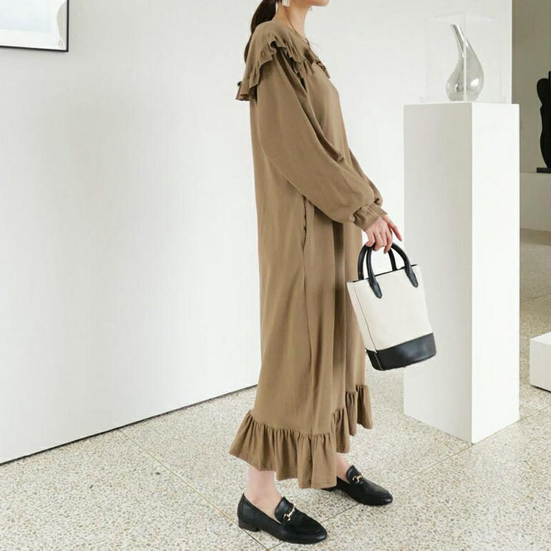 【新作10%OFF】ショルダーフリルワンピース・全3色・b63770 レディース【ops】【ワンピース ロング ロングワンピース