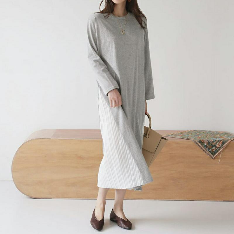 プリーツ配色ワンピース・全4色・b63840 レディース【ops】【ワンピース ロングワンピース プリーツ プリーツワンピース 