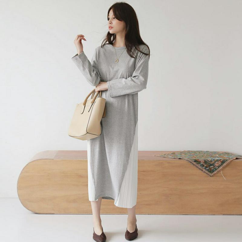 プリーツ配色ワンピース・全4色・b63840 レディース【ops】【ワンピース ロングワンピース プリーツ プリーツワンピース 