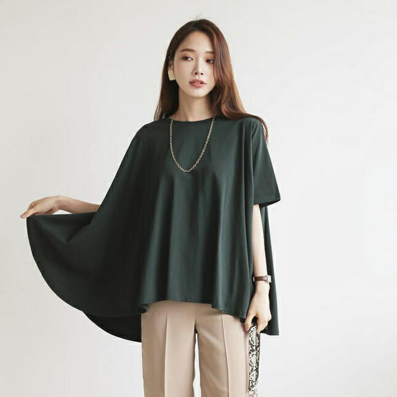 フレア半袖Tシャツ・全2色・b63826 レディース【tops】【トップス Tシャツ 半袖 ハーフスリーブ フレア フレアトップ
