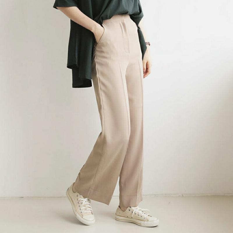 ホックワイドスラックス・全2色・t63848 レディース【pt】【スラックス パンツ ズボン ロングパンツ ワイド ワイドスラッ
