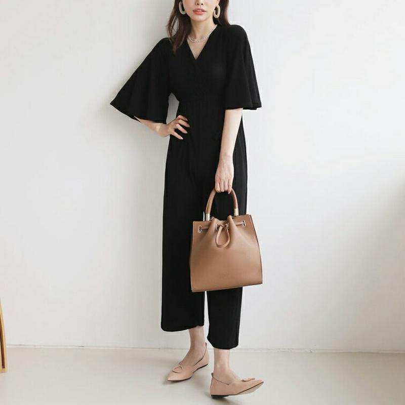 ストラップ付カシュクールオールインワン・全3色・b63839 レディース【pt】【オールイワン ズボン パンツ 七分丈 七分袖 