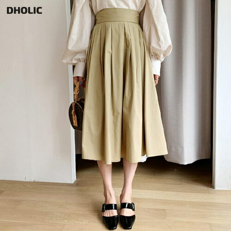 フレアリボンスカート・全2色・t60863 レディース【sk】【韓国 ファッション ボトムス スカート ロング丈 ロングスカート