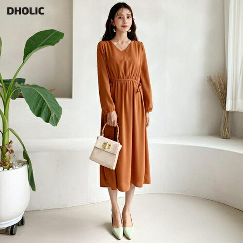 リボンフレアワンピース・全4色・t60858 レディース【ops】【韓国 ファッション ワンピース ロングワンピース フレア フ