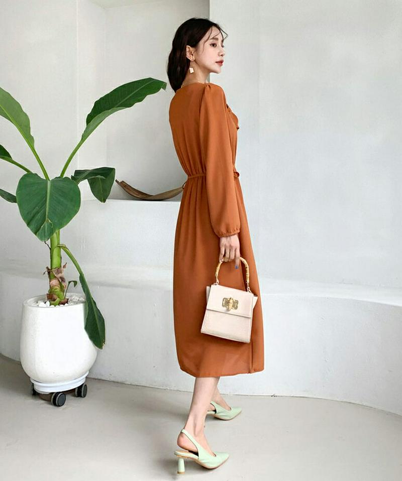 リボンフレアワンピース・全4色・t60858 レディース【ops】【韓国 ファッション ワンピース ロングワンピース フレア フ