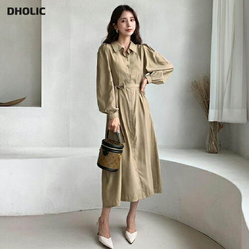 ストラップ付タックシャツワンピース・全3色・b60859 レディース【ops】【韓国 ファッション ワンピース ロングワンピース