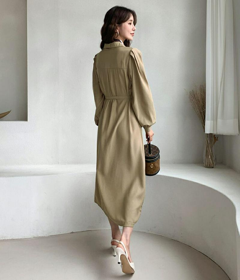 ストラップ付タックシャツワンピース・全3色・b60859 レディース【ops】【韓国 ファッション ワンピース ロングワンピース