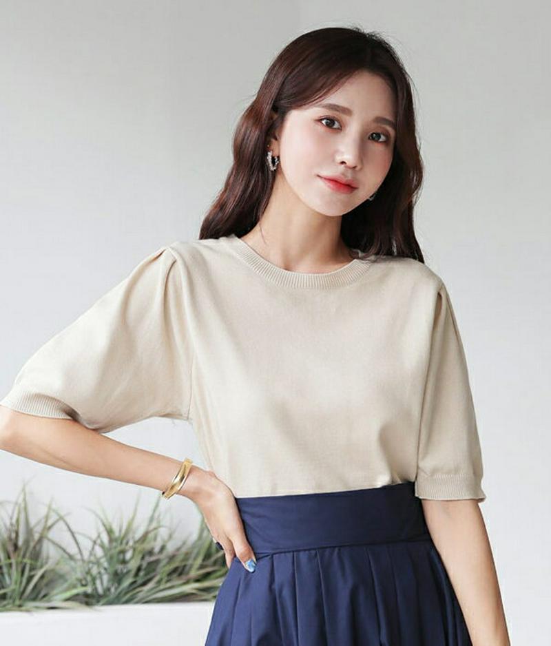 パフハーフスリーブニット・全3色・t60845 レディース【tops】【韓国 ファッション トップス ニット ニットトップス ラ