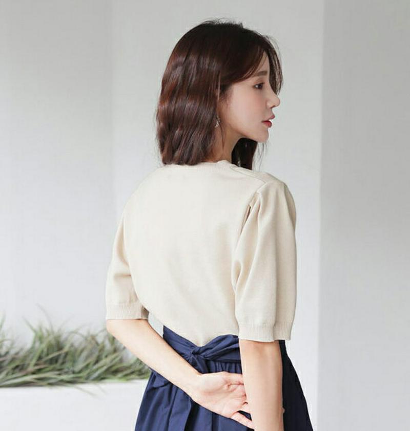 パフハーフスリーブニット・全3色・t60845 レディース【tops】【韓国 ファッション トップス ニット ニットトップス ラ