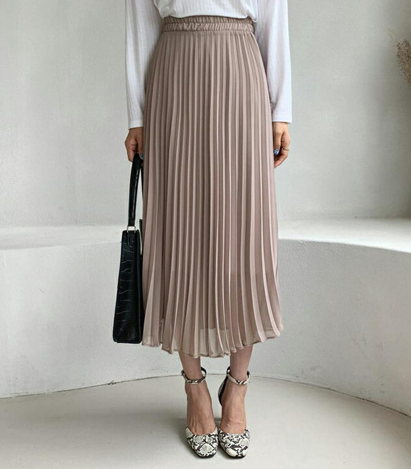 シフォンプリーツスカート・全4色・t60862 レディース【sk】【韓国 ファッション ボトムス スカート ロング丈 ロングスカ