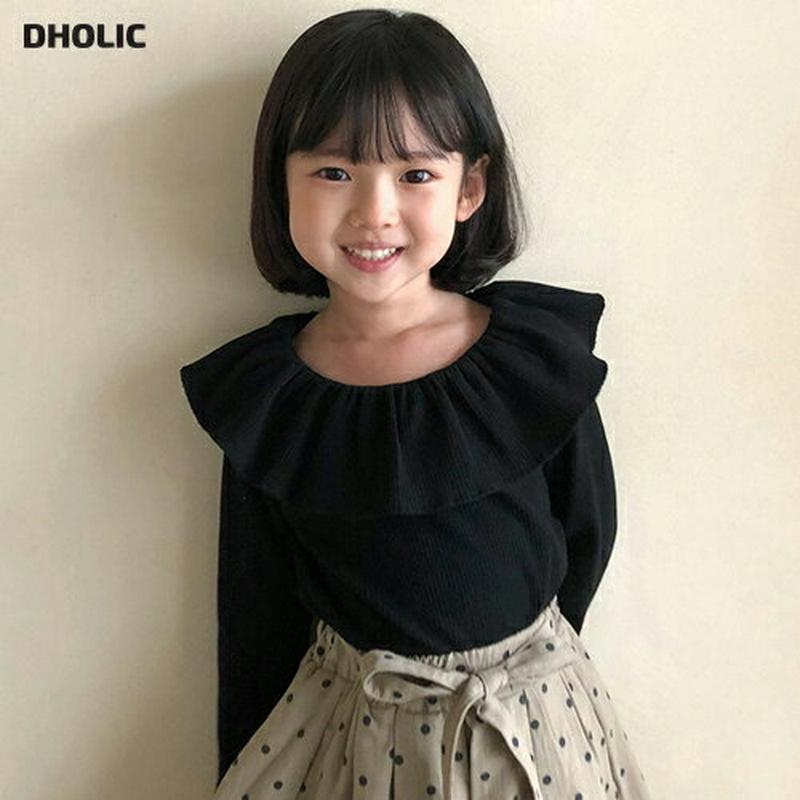 ラッフルネックTシャツ・u05251 キッズ【3~8才】【tops】【トップス Tシャツ ロングスリーブ 長袖 ラッフル ラッフ