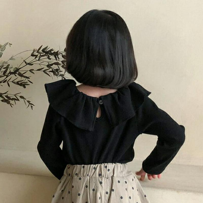 ラッフルネックTシャツ・u05251 キッズ【3~8才】【tops】【トップス Tシャツ ロングスリーブ 長袖 ラッフル ラッフ
