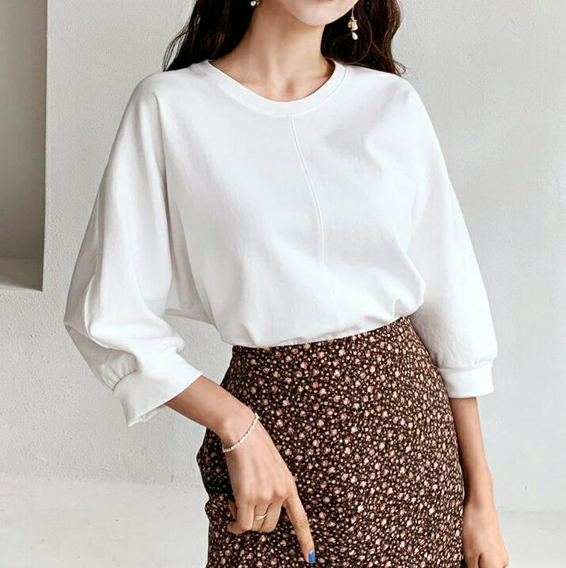 バックコントラストTシャツ・全4色・b60848 レディース【tops】【韓国 ファッション トップス Tシャツ ラウンドネック