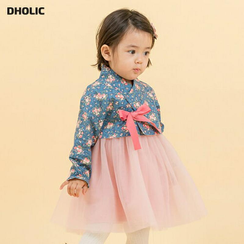 花柄リボン韓服SET(ピンク)・p005093 キッズ【0~2才】【set】【セットアップ セット setup 花柄 ワンピース スリーブレス 長袖 ロング丈 韓服 チマチョゴリ 上品 女の子 ベビー プレゼント 韓国 韓国子供服 子供 こども 子供服 こども服】【KIDS】