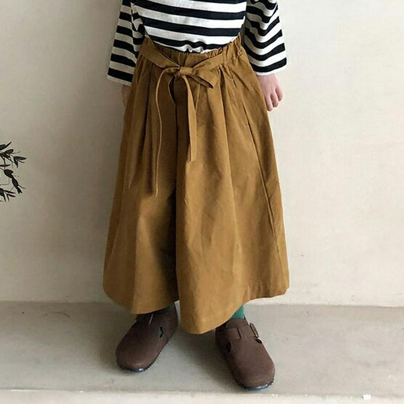 ウエストリボンワイドパンツ・u05287 キッズ【3~8才】【pt】【ボトムズ パンツ ズボン ロングパンツ 長ズボン ワイド 