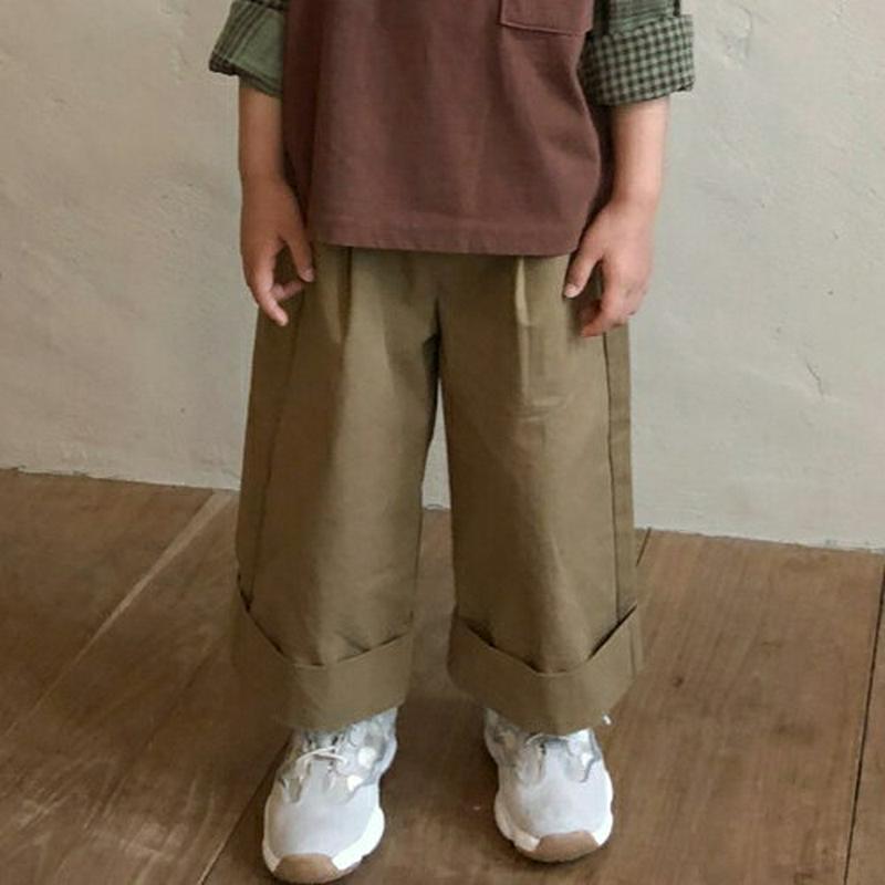 ロールヘムワイドパンツ・u05266 キッズ【3~8才】【pt】【ボトムズ パンツ ズボン ロングパンツ 長ズボン ワイド ワイ