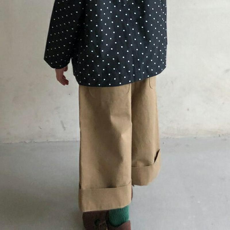 ロールヘムワイドパンツ・u05266 キッズ【3~8才】【pt】【ボトムズ パンツ ズボン ロングパンツ 長ズボン ワイド ワイ