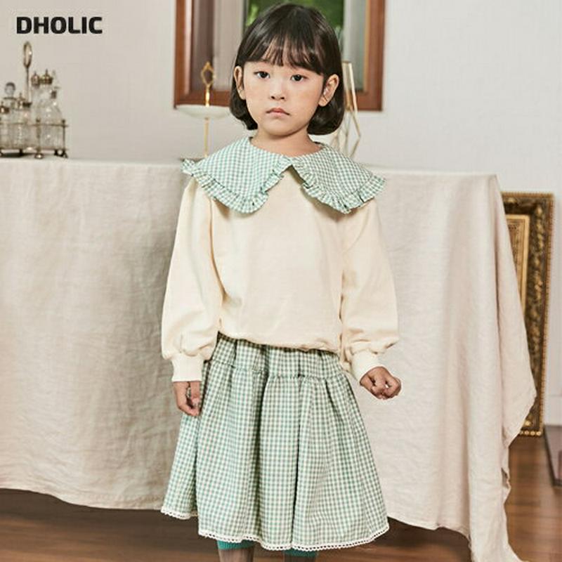 チェックカラートップス&スカートSET・u05273 キッズ【3~8才】【set】【セットアップ セット setup ロング丈 