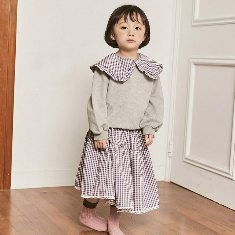 チェックカラートップス&スカートSET・u05273 キッズ【3~8才】【set】【セットアップ セット setup ロング丈 