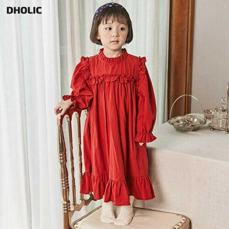 フリルディテールロングワンピース・u05256 キッズ【3~8才】【ops】【ワンピース ロングワンピース 長袖 フリル ハーフ