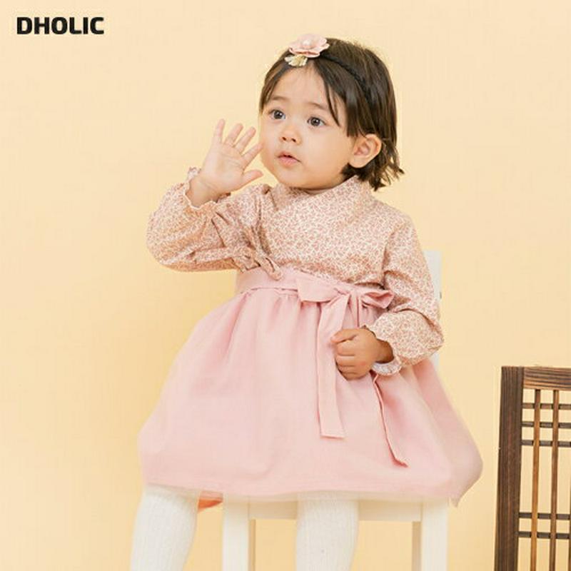 【送料無料】リーフ柄サイドリボンワンピース韓服SET・p005086 キッズ【0~2才】【ops】【ワンピース リーフ柄 リボン ワンピース 長袖 ロング丈 韓服 上品 ベビー プレゼント かわいい 女の子 韓国 韓国子供服 子供 こども 子供服 こども服】【KIDS】