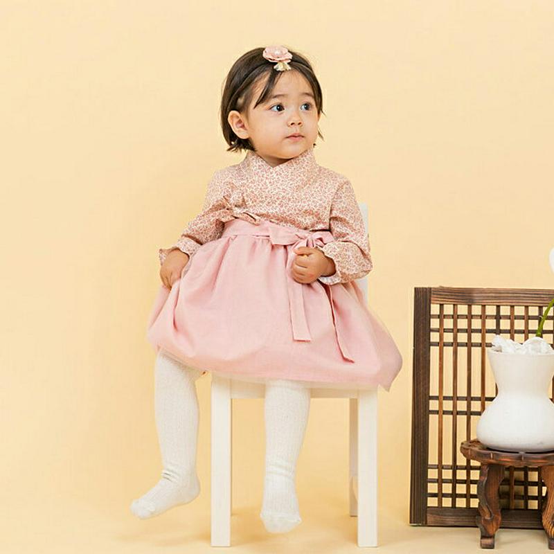 【送料無料】リーフ柄サイドリボンワンピース韓服SET・p005086 キッズ【0~2才】【ops】【ワンピース リーフ柄 リボン ワンピース 長袖 ロング丈 韓服 上品 ベビー プレゼント かわいい 女の子 韓国 韓国子供服 子供 こども 子供服 こども服】【KIDS】