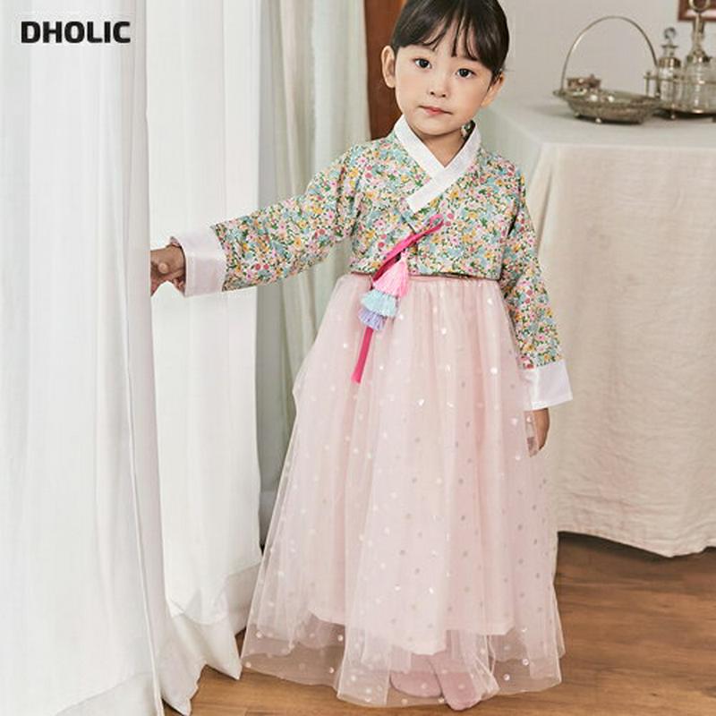 カラフルタッセルトップ&ドットワンピ韓服SET(ピンク)・u05246 キッズ【3~8才】【set】【セットアップ セット se