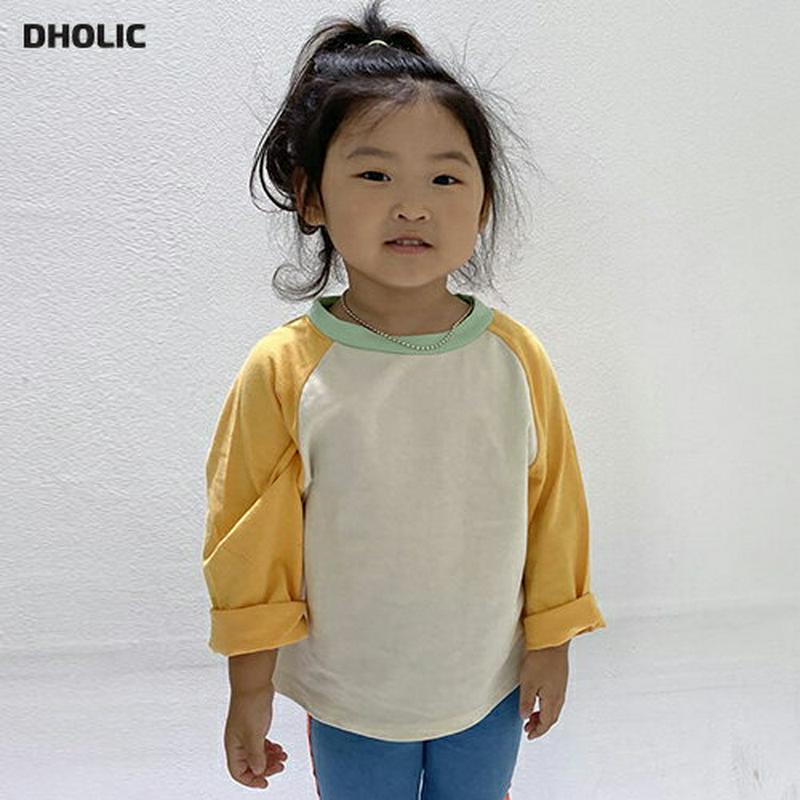 【新作10%OFF】カラーラグランスリーブTシャツ・u05361 キッズ【3~8才】【tops】【トップス Tシャツ ラグランス