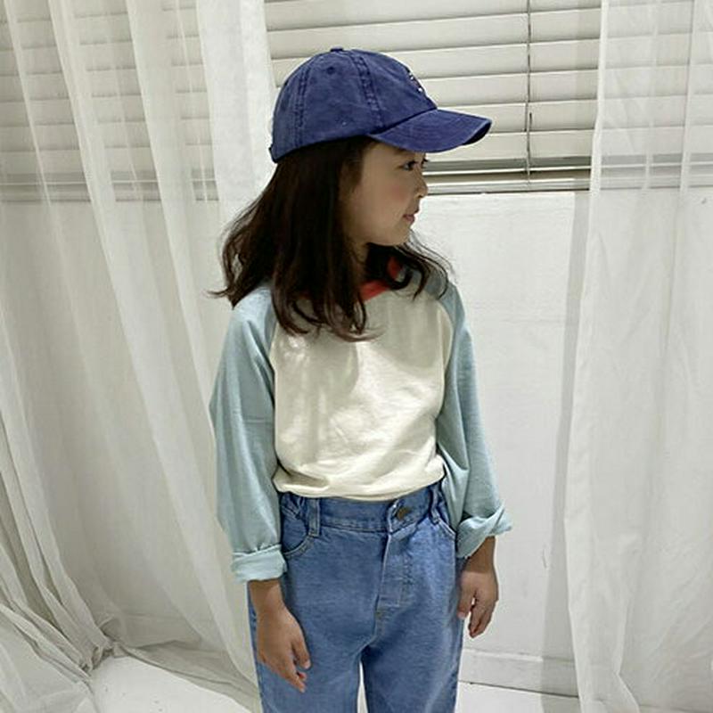 【新作10%OFF】カラーラグランスリーブTシャツ・u05361 キッズ【3~8才】【tops】【トップス Tシャツ ラグランス