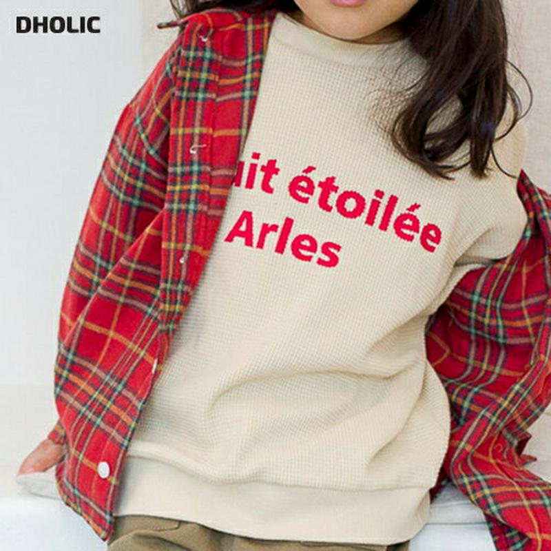【新作10%OFF】レタリングワッフルスウェット・u05126 キッズ【3~8才】【tops】【トップス スウェット レタリング
