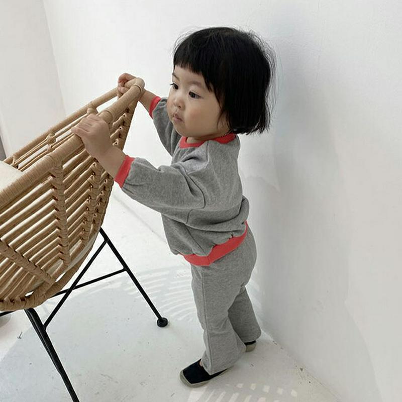 【新作10%OFF】コントラストスウェットSET・u05354 キッズ【3~8才】【set】【セットアップ セット setup 