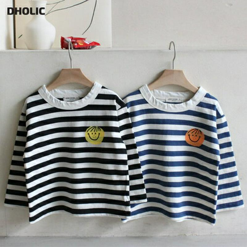 【新作10%OFF】フェイススマイルボーダーTシャツ・u05248 キッズ【3~8才】【tops】【トップス Tシャツ 長袖 ロ