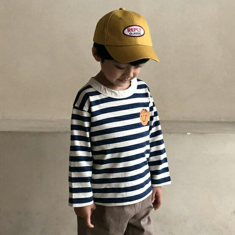 【新作10%OFF】フェイススマイルボーダーTシャツ・u05248 キッズ【3~8才】【tops】【トップス Tシャツ 長袖 ロ