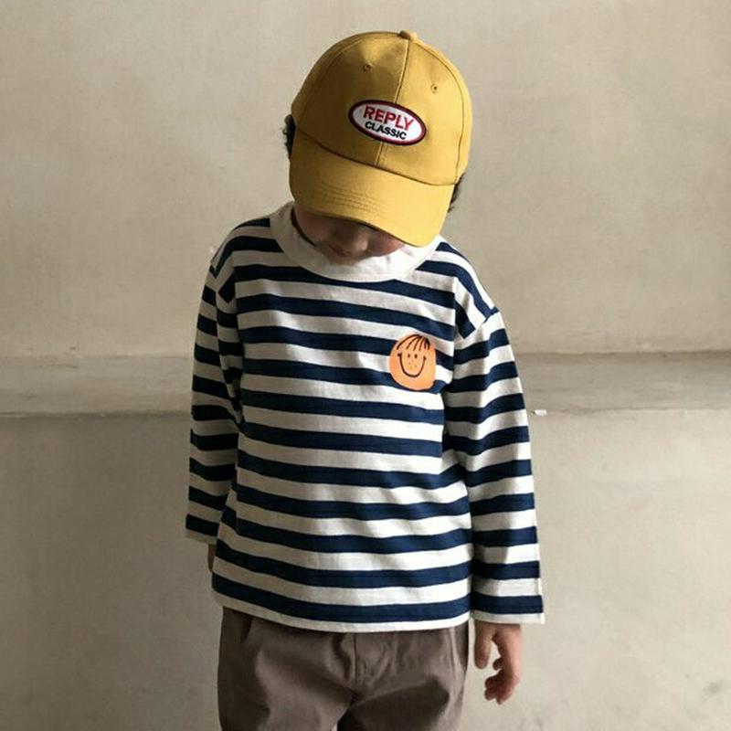 【新作10%OFF】フェイススマイルボーダーTシャツ・u05248 キッズ【3~8才】【tops】【トップス Tシャツ 長袖 ロ