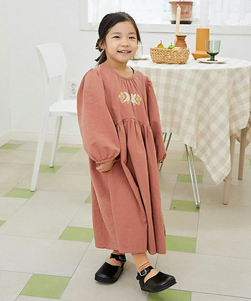 【新作10%OFF】ボリュームスリーブギャザーラウンドワンピース・u05259 キッズ【3~8才】【ops】【ワンピース ロング